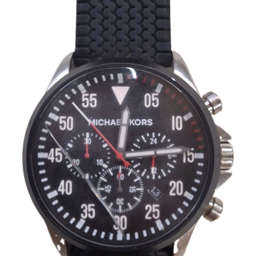 Michael Kors MK-8334 Watch Parts Only 45mm Stainless Steel Tire-Tread Band